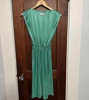 Vintage 70's 80s pbj Teal Dress Size 3 Pleats Retro Mod #0107